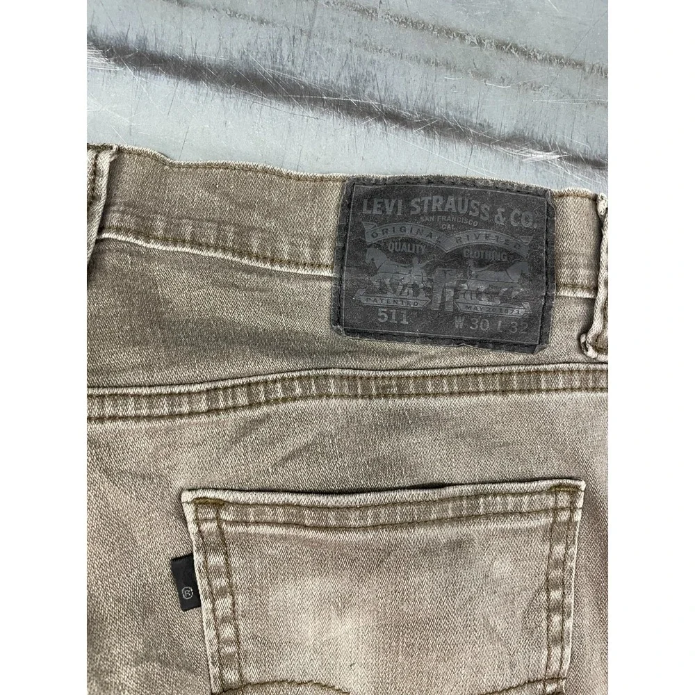 Levis 511 Jeans Mens 30X31 Brown Medium‎ Wash Denim Slim Straight Fit Faded